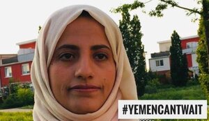 Somaja Al Thawr, co-founder of Women4Yemen, protesting for a ceasefire in Yemen.
