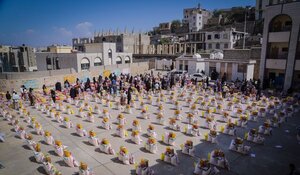 Food distributions in Yemen, 2018. The COVID-19 crisis has worsened the humanitarian catastrophe in Yemen