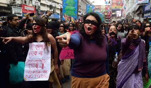 Women protesting against SGBV in India in January 2020, just before COVID-19 restrictions made the access to SRHR worse.